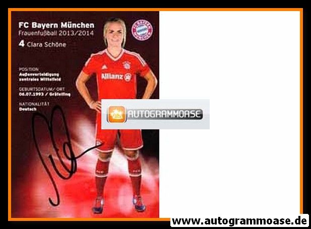 Autogramm Fussball (D) | FC Bayern München | 2013 | Clara SCHÖNE