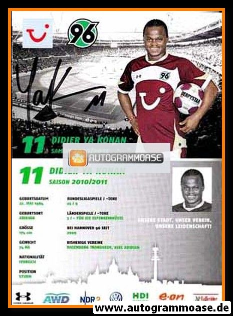 Autogramm Fussball | Hannover 96 | 2010 | Didier YA KONAN