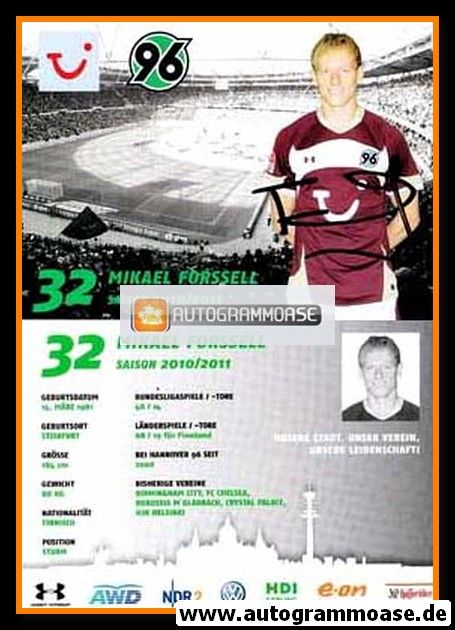 Autogramm Fussball | Hannover 96 | 2010 | Mikael FORSSELL