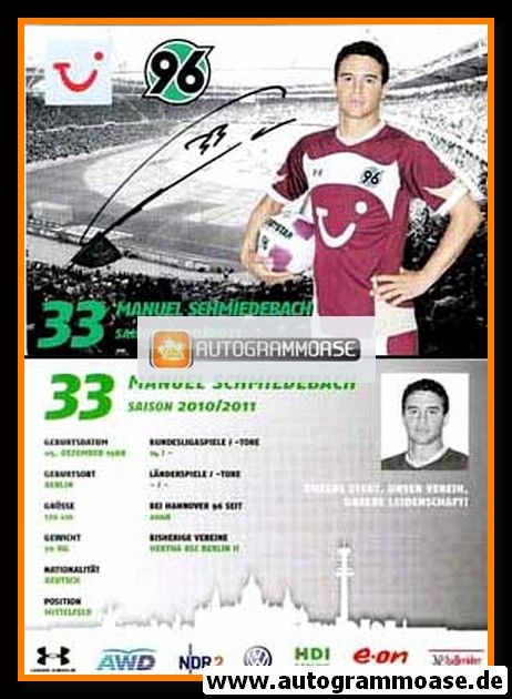 Autogramm Fussball | Hannover 96 | 2010 | Manuel SCHMIEDEBACH