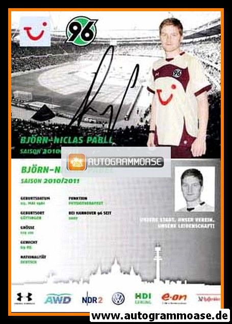 Autogramm Fussball | Hannover 96 | 2010 | Björn-Niclas PABEL