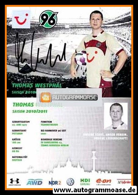 Autogramm Fussball | Hannover 96 | 2010 | Thomas WESTPHAL