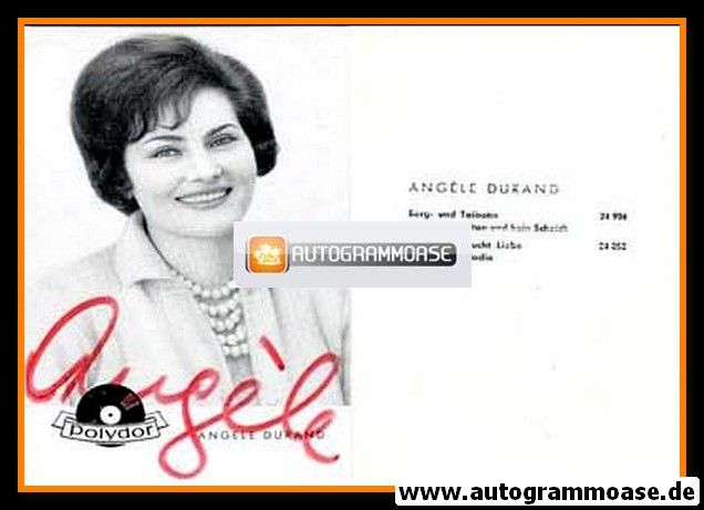 Autogramm Schlager | Angele DURAND | 1960er (Portrait SW) Polydor
