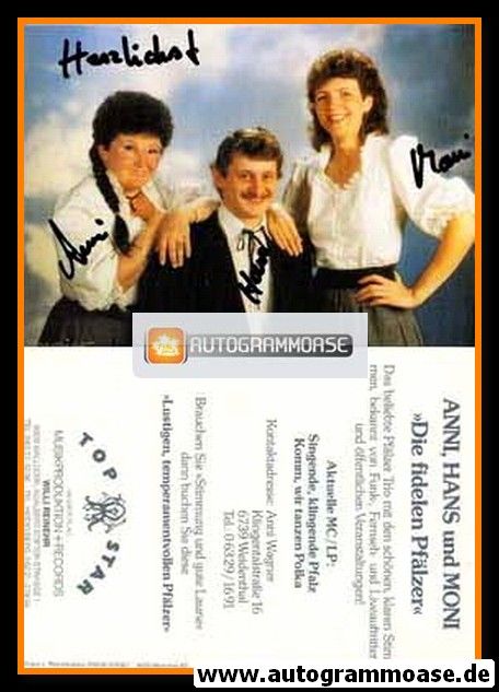 Autogramme Volksmusik | DIE FIDELEN PFÄLZER | 1980er "Singende Klingende Pfalz"