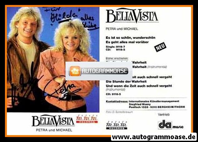 Autogramme Schlager | BELLA VISTA | 1992 "Es Ist So Schön"