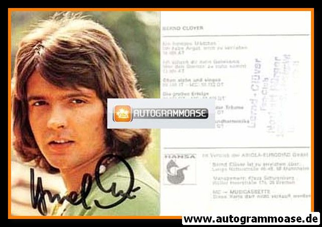 Autogramm Schlager | Bernd CLÜVER | 1975 "Ein Fremdes Mädchen" (Portrait Color) Hansa