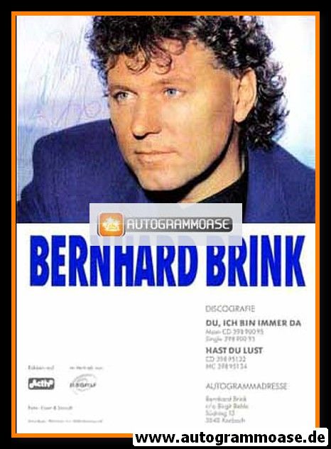 Autogramm Schlager | Bernhard BRINK | 1993 "Du Ich Bin Immer Da" (Portrait Color)