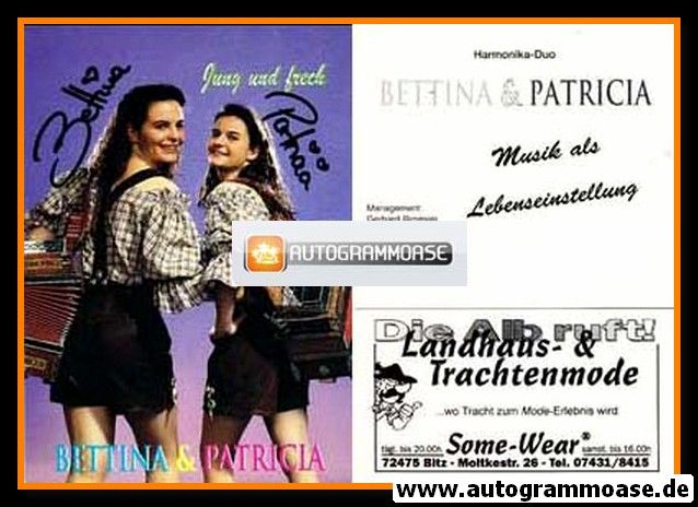 Autogramme Volksmusik | BETTINA + PATRICIA | 1990er (Jung Und Frech)