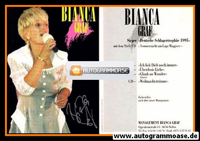 Autogramm Schlager | Bianca GRAF | 1995 (Deutsche Schlagertrophäe)