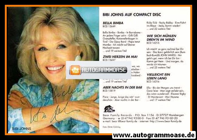 Autogramm Schlager | Bibi JOHNS | 1998 "Vielleicht Ein Leben Lang" (Portrait Color) Bear Family