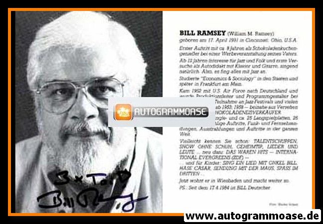 Autogramm Schlager | Bill RAMSEY | 1980er (Lebenslauf SW) Schels