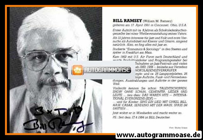 Autogramm Schlager | Bill RAMSEY | 1980er (Portrait SW) Schels