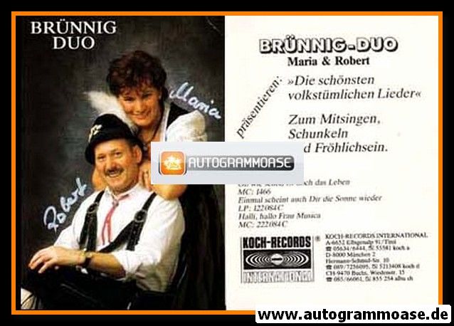 Autogramme Volksmusik | BRÜNNIG DUO | 1990er "Die Schönsten Volkstümlichen Lieder"