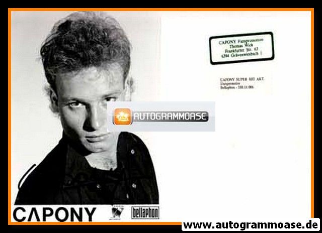 Autogramm Pop | CAPONY | 1980er (Bellaphon Pressefoto)