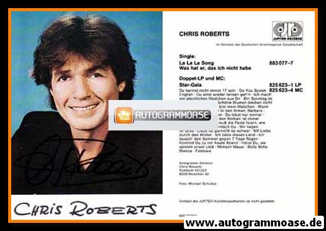 Autogramm Schlager | Chris ROBERTS | 1985 "La La La Song" (Portrait Color Jupiter)