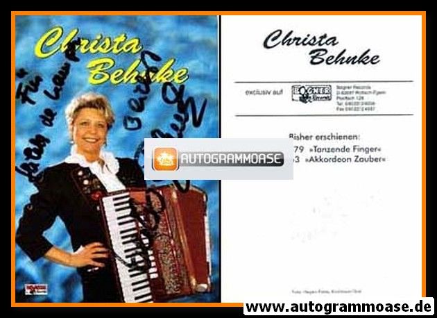 Autogramm Akkordeon | Christa BEHNKE | 1996 "Akkordeonzauber" (Bogner)
