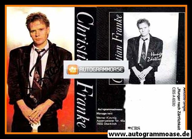Autogramm Schlager | Christian FRANKE | 1985 "Hunger nach Zärtlichkeit"