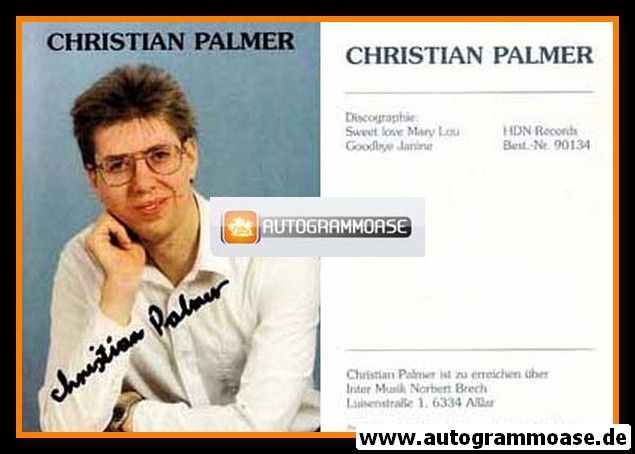 Autogramm Schlager | Christian PALMER | 1990er "Sweet Love Mary Lou"
