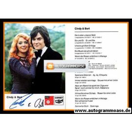Autogramme Schlager | CINDY & BERT | 1976 "Sonne Für Dich" (BASF)