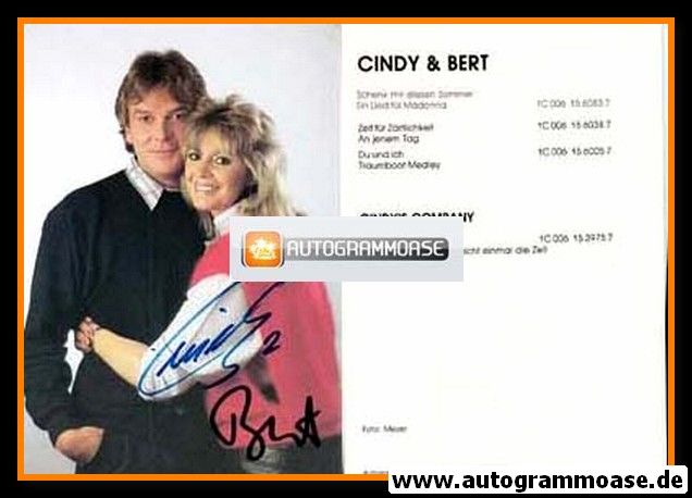 Autogramme Schlager | CINDY & BERT | 1985 "Zeit Für Zärtlichkeit"