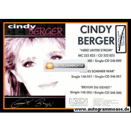 Autogramm Schlager | Cindy BERGER | 1992 "Herz Unter Strom" (Koch)