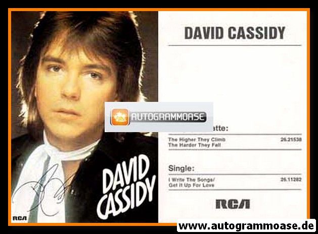 Autogramm Rock | David CASSIDY | 1975 "The Higher They Climb" Druck