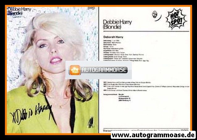 Autogramm Rock | Deborah HARRY (BLONDIE) | 1970er Druck (Pop Starautogramm)