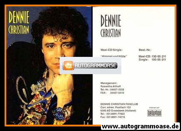 Autogramm Schlager | Dennie CHRISTIAN | 1993 "Himmel und Hölle" (Portrait Color Bellaphon)