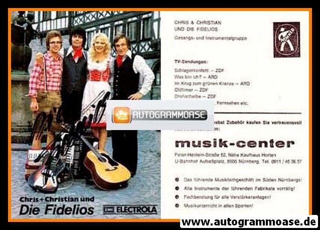 Autogramm Volksmusik | DIE FIDELIOS | 1970er (Musik-Center)