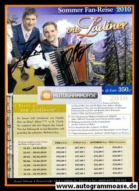 Autogramme Volksmusik | DIE LADINER | 2010 (Portrait Color) Sommer Fan-Reise