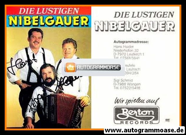 Autogramme Volksmusik | DIE LUSTIGEN NIBELGAUER | 1980er (Berton)