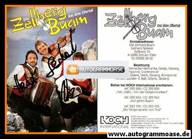 Autogramme Volksmusik | DIE ZELLBERG BUAM | 1994 "Der Geigenspieler Von Tirol"