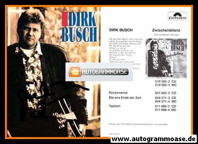 Autogramm Schlager | Dirk BUSCH | 1993 "Zwischenbilanz"