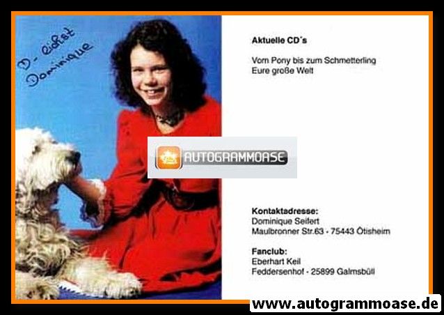 Autogramm Volksmusik | Dominique SEIFERT | 1999 "Vom Pony Bis Zum Schmetterling"