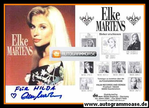 Autogramm Schlager | Elke MARTENS | 1995 "Wenn Ich Eine Möwe Wär" (DA Music)
