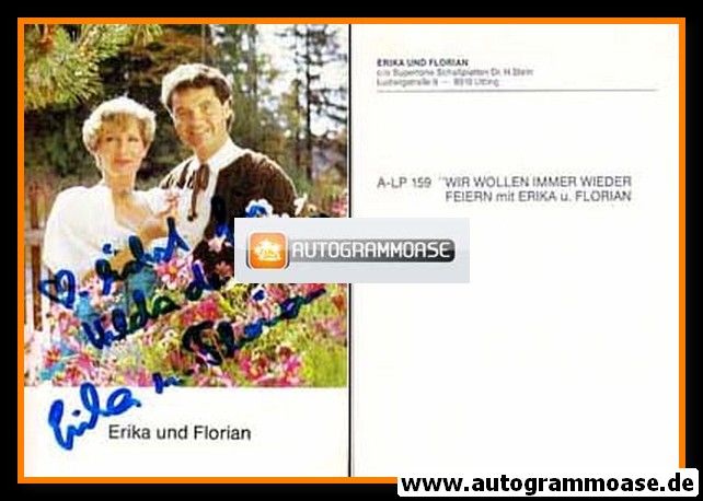 Autogramm Volksmusik | ERIKA + FLORIAN | 1985 "Wir Wollen Immer Wieder Feiern"