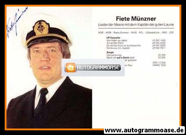 Autogramm Volksmusik | Fiete MÜNZNER | 1985 "Nimm Uns Mit Kapitän"
