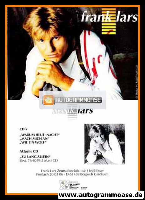 Autogramm Schlager | Frank LARS | 1998 "Zu Lang Allein" (Portrait Color ETT)