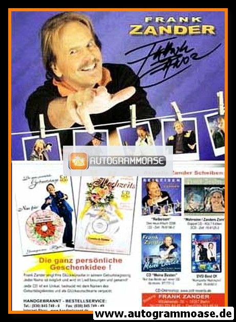 Autogramm Schlager | Frank ZANDER | 2008 "Reibeisen" (Portrait Color CD)