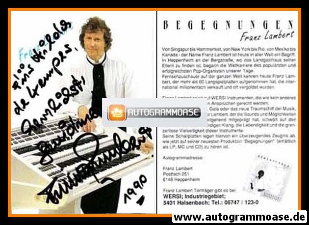 Autogramm Musik | Franz LAMBERT | 1990 "Begegnungen" (Wersi)