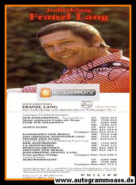 Autogramm Volksmusik | Franzl LANG | 1970er "Meine Schönsten Lieder Der Berge" (Philips)