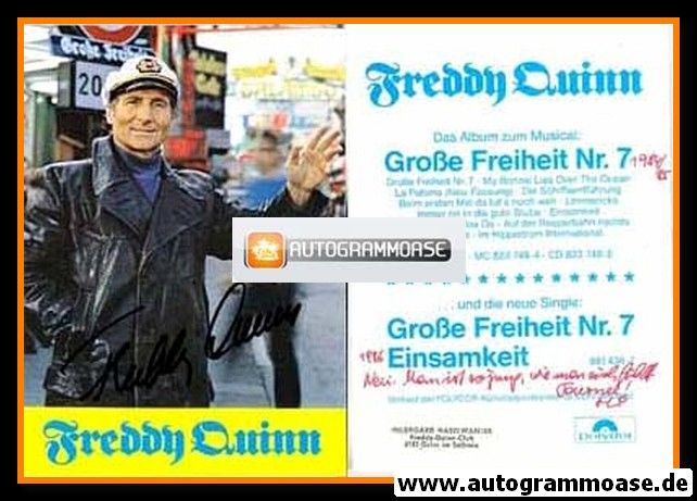 Autogramm Schlager | Freddy QUINN | 1984 "Grosse Freiheit Nr. 7" (Polydor)