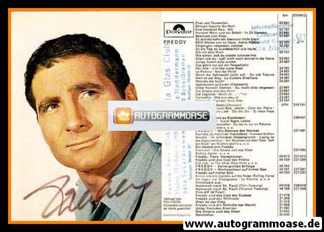 Autogramm Schlager | Freddy QUINN | 1967 "Zwei Von Tausenden" (Portrait Color Polydor)