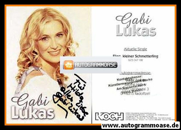 Autogramm Volksmusik | Gabi LUKAS | 1999 "Flieg Kleiner Schmetterling"