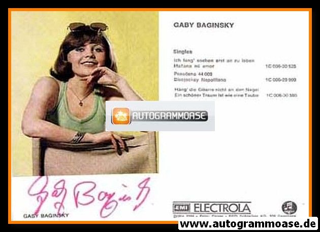 Autogramm Schlager | Gaby BAGINSKY | 1974 "Ich Fang Soeben Erst An Zu Leben" (EMI)