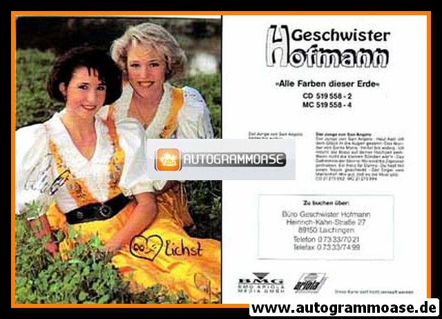Autogramme Schlager | GESCHWISTER HOFMANN | 1995 "Junge Von San Angelo" (Portrait Color BMG)