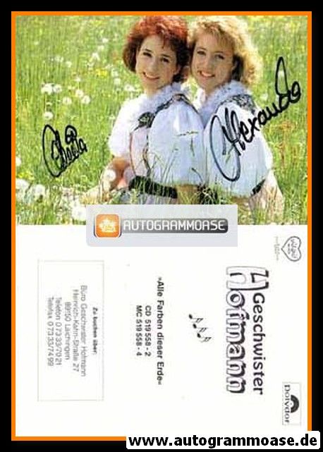 Autogramme Schlager | GESCHWISTER HOFMANN | 1993 "Alle Farben dieser Erde" (Portrait Color Polydor) 2