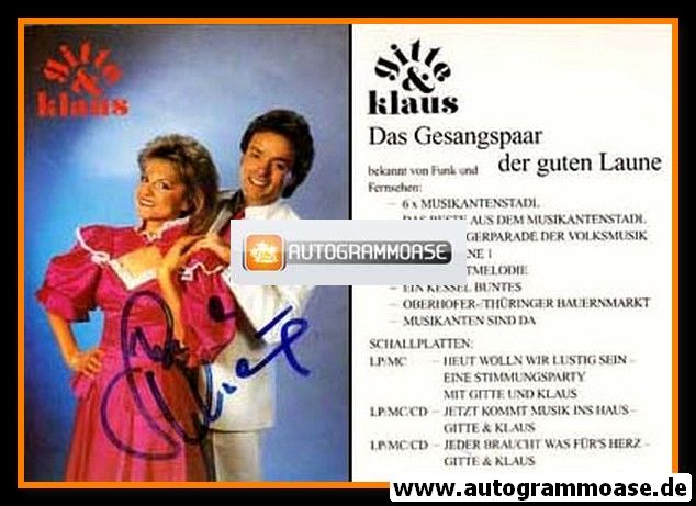 Autogramme Volksmusik | GITTE & KLAUS | 1992 "Jeder Braucht Was Für´s Herz"