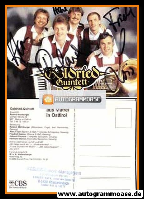 Autogramme Volksmusik | GOLDRIED-QUINTETT | 1987 "Du Und I"