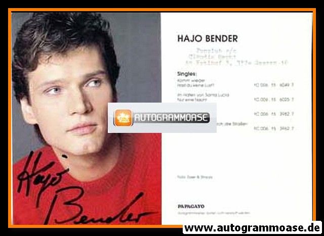 Autogramm Schlager | Hajo BENDER | 1985 "Komm Wieder"